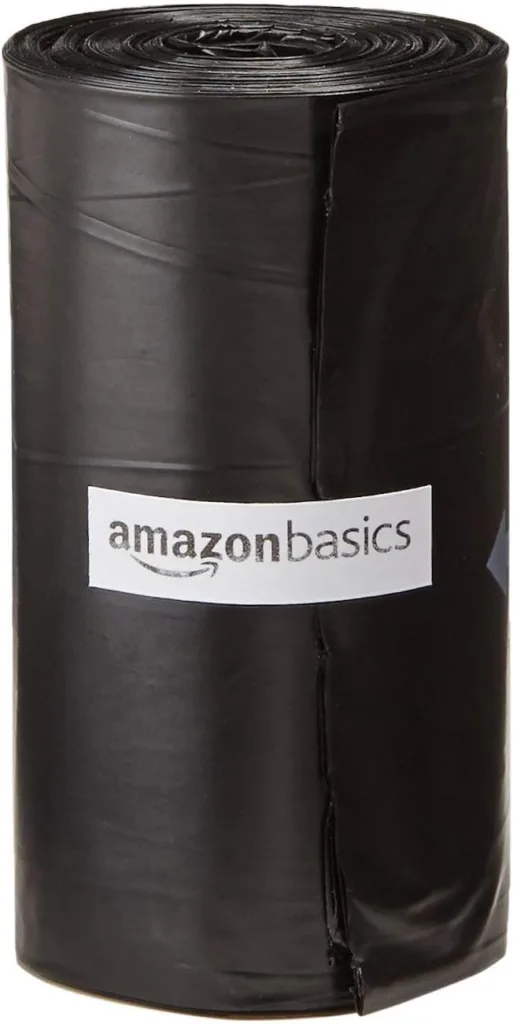 Amazon Basics Standard Dog Poop Bags With Dispenser and Leash Clip, Unscented, 300 Count, 20 Pack of 15, Black, 13 Inch x 9 Inch
