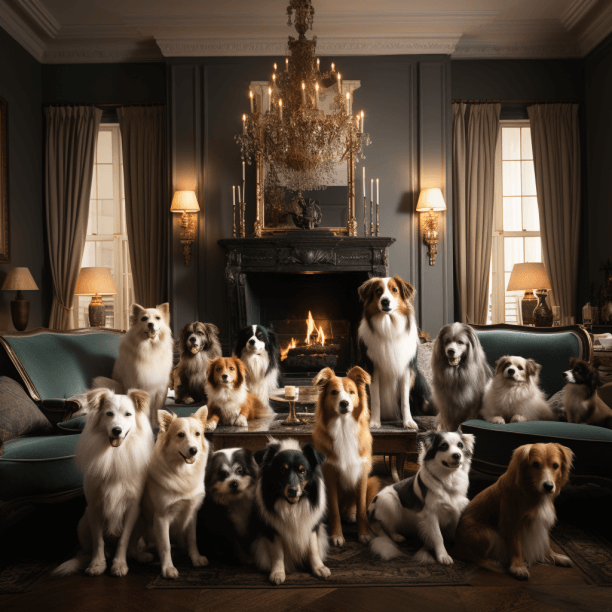 dogs sitting in living room