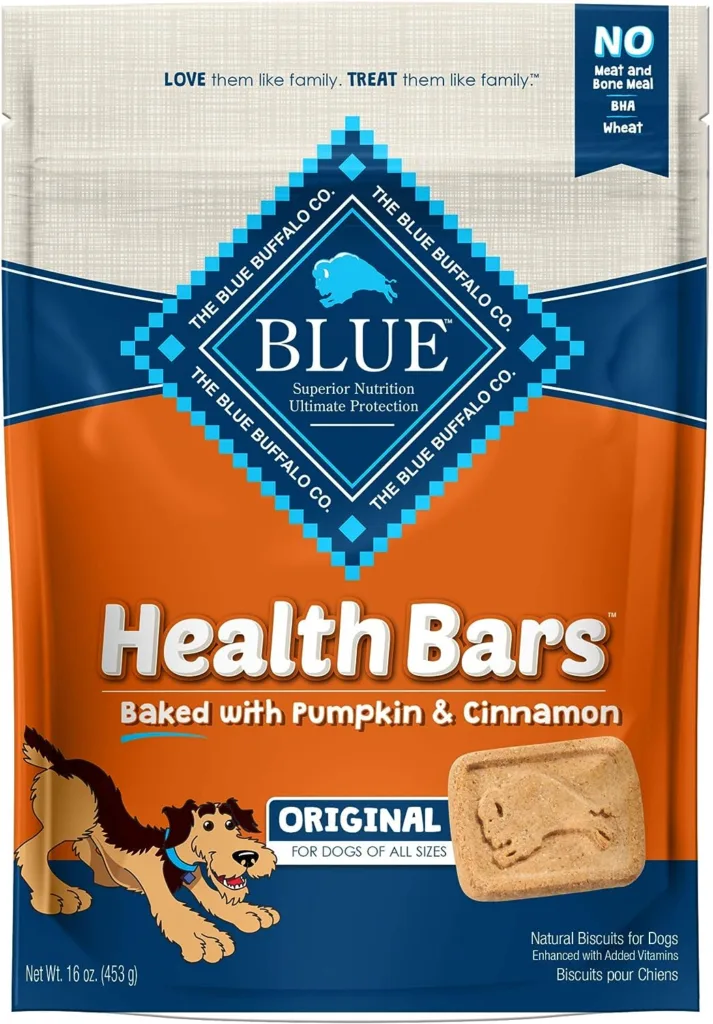 Blue Buffalo Health Bars Natural Crunchy Dog Treats Biscuits, Pumpkin  Cinnamon 16-oz Bag