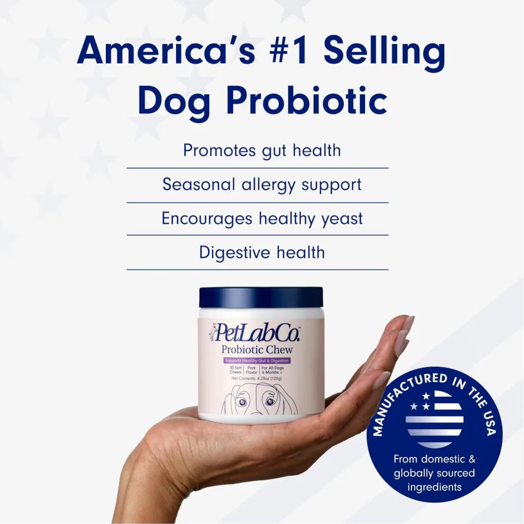PetLab Co. Probiotics for Dogs, Support Gut Health, Diarrhea, Digestive Health  Seasonal Allergies - Pork Flavor - 30 Soft Chews - Packaging May Vary