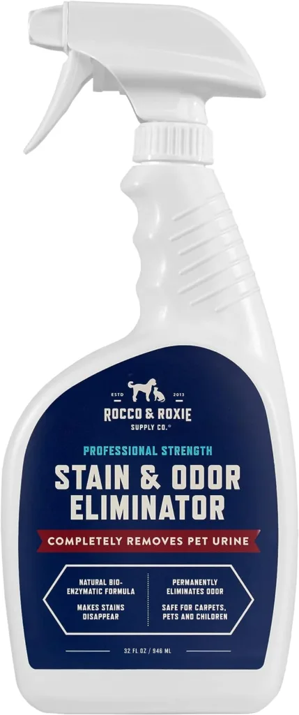 Rocco Roxie Stain Odor Eliminator for Strong Odor - Enzyme Pet Odor Eliminator for Home - Carpet Stain Remover for Cats and Dog Pee - Enzymatic Cat Urine Destroyer - Carpet Cleaner Spray